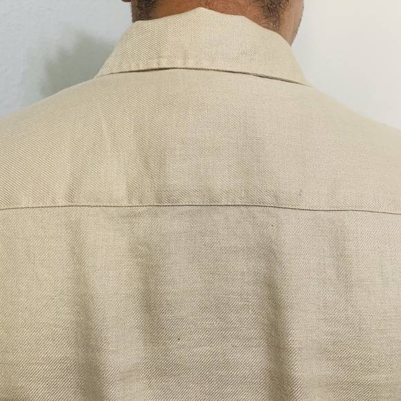 Lauren Ralph Lauren Men 100% Linen Convertible Long Sleeve Light Yellow Shirt L - Picture 6 of 10